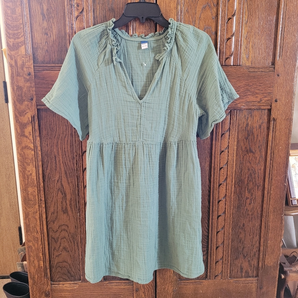 Old Navy Green Cotton Gauze Dress